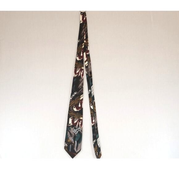 Elements Neck Tie Jazz Music Theme Collage of Singer Piano Trumpet - Picture 3 of 7